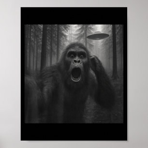 Affiche Bigfoot Alien Ufo Selfie Drôle Sasquatch Meme Homm