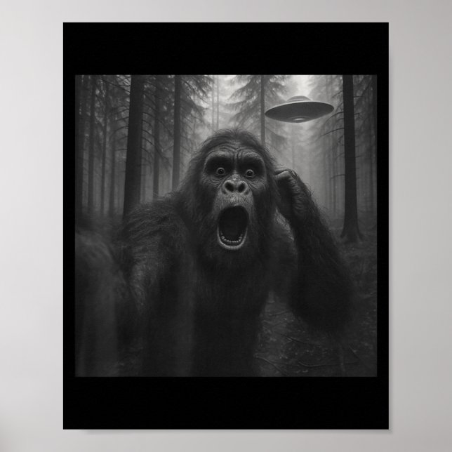 Affiche Bigfoot Alien Ufo Selfie Funny Sasquatch Meme Men  (Devant)