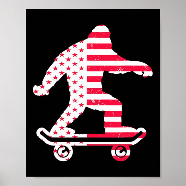 Affiche Bigfoot America Drapeau Skateurs Planche à roulett (Devant)