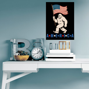 Affiche Bigfoot Amérique Patriotique Drôle Sasquatch États