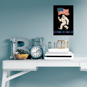 Affiche Bigfoot Amérique Patriotique Drôle Sasquatch États
