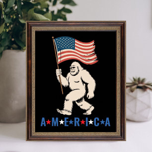 Affiche Bigfoot Amérique Patriotique Drôle Sasquatch États