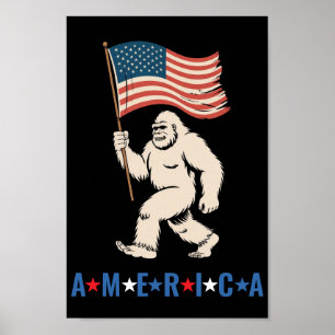 Affiche Bigfoot Amérique Patriotique Drôle Sasquatch États