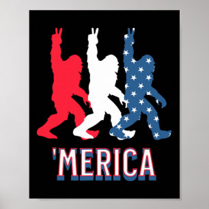 Affiche Bigfoot Amérique Rouge Blanc Bleu Paix Signal 4ème