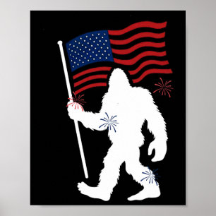 Affiche Bigfoot Avec Drapeau Américain Drôle 4 juillet Pou