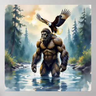 Affiche Bigfoot avec un aigle sur son épaule