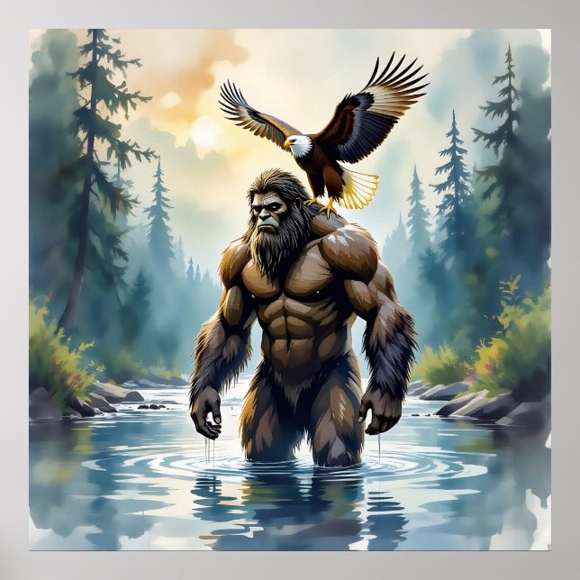 Affiche Bigfoot avec un aigle sur son épaule (Devant)