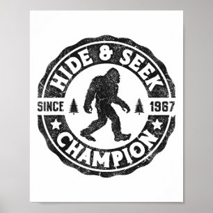Affiche Bigfoot Cacher Et Chercher Champion Drôle Sasquatc