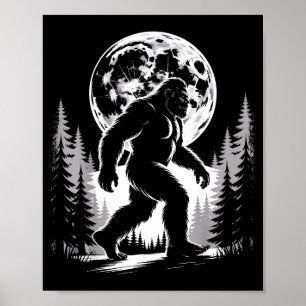 Affiche Bigfoot Clair de Lune Sasquatch Forêt Cryptide Ext