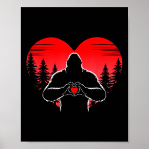 Affiche Bigfoot Coeur heureux Valentines Jour Sasquatch Am