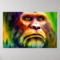 Bigfoot Cryptid couleur aquarelle Art