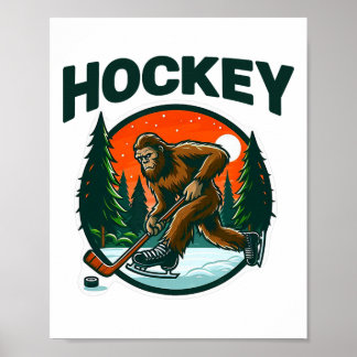Affiche Bigfoot de hockey jouant au hockey