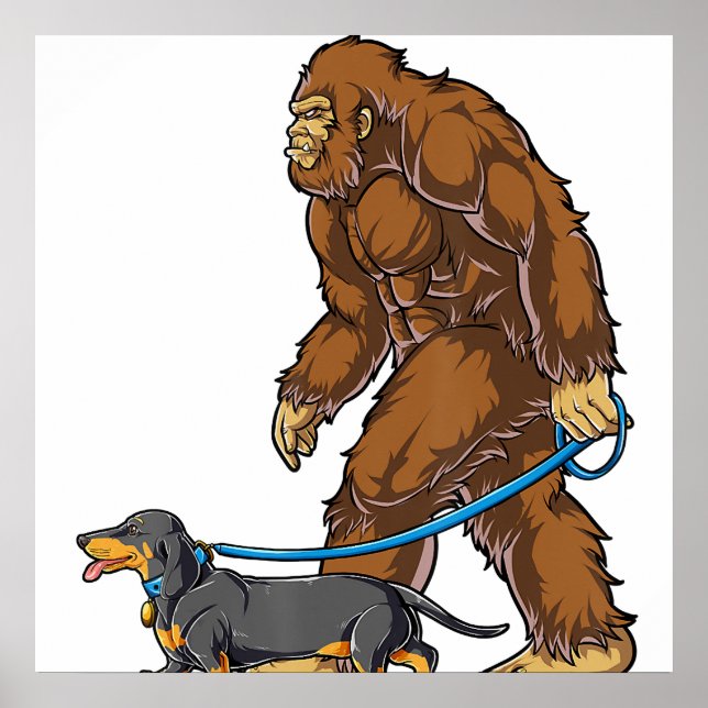 Affiche Bigfoot Dog Walk Dachshund T Sasquatch Kids Men W (Devant)