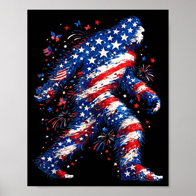 Affiche Bigfoot drapeau américain sasquatch patriotique dr (Devant)