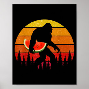 Affiche Bigfoot Drôle Avec Tranche De Pastèque Melon Été