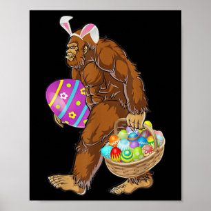 Affiche Bigfoot drôle chassant les œufs de Pâques
