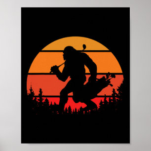 Affiche Bigfoot drôle de golf rétro Sasquatch jouant au go