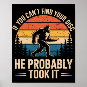 Affiche Bigfoot Drôle Disc Golf Sasquatch Frisbee Hommes F