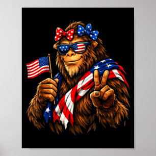 Affiche Bigfoot drôle drapeau américain patriotique Sasqua