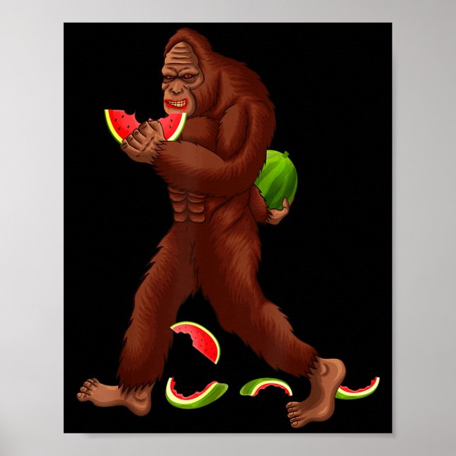 Affiche Bigfoot drôle et tranche de pastèque été (Devant)