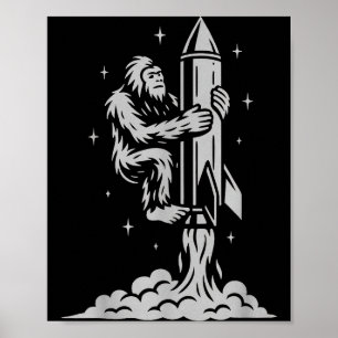 Affiche Bigfoot drôle volant dans l'espace avec des étoile