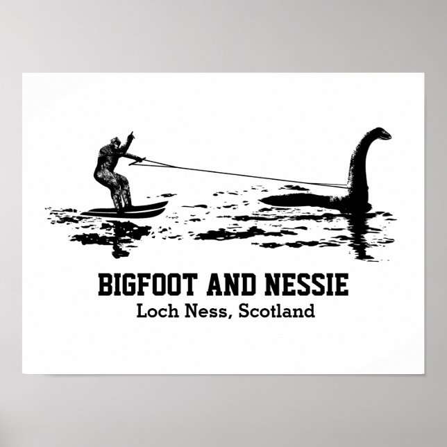Affiche Bigfoot et Nessie Loch Ness Texte personnalisé (Devant)