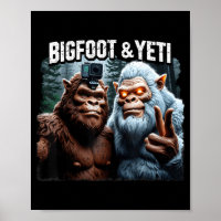 Bigfoot et yeti selfie forêt rétro nature