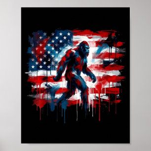 Affiche Bigfoot États-Unis drapeau américain sasquatch pat