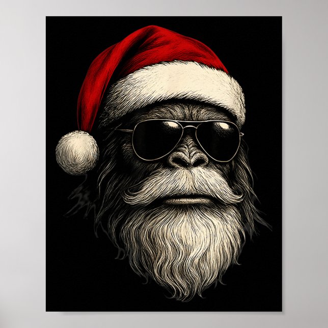 Affiche Bigfoot Face Sungles Santa Christmas Funny Xmas Sa (Devant)
