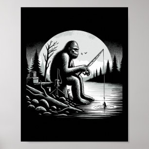 Affiche Bigfoot Fishing Lake Sasquatch Fisherman Funny Fis