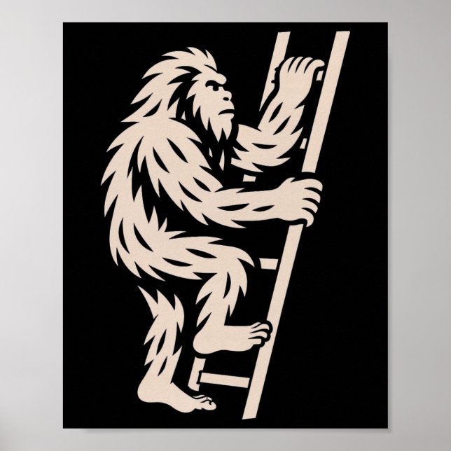 Affiche Bigfoot Gravissant L'échelle Drôle Cryptide Sasqua (Devant)