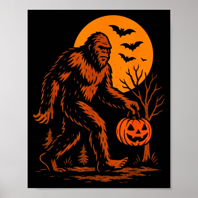 Affiche Bigfoot Halloween Sasquatch Citrouille  (Devant)