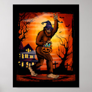 Affiche Bigfoot Halloween Trick Ou Treat Rock Sur Sasquata