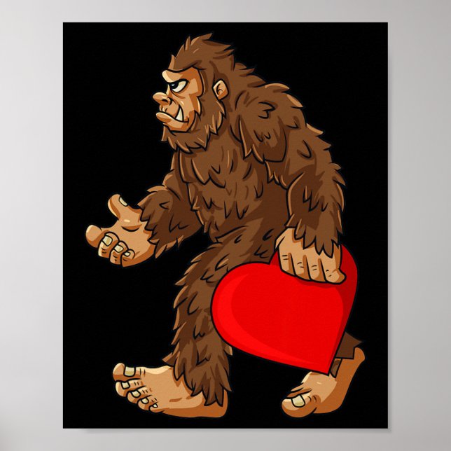 Affiche Bigfoot Heart Valentine's Day Boys Girls Kids Sasq (Devant)