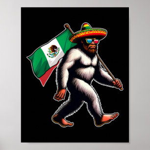Affiche Bigfoot Holding Mexique Drapeau Drôle Cinco De May