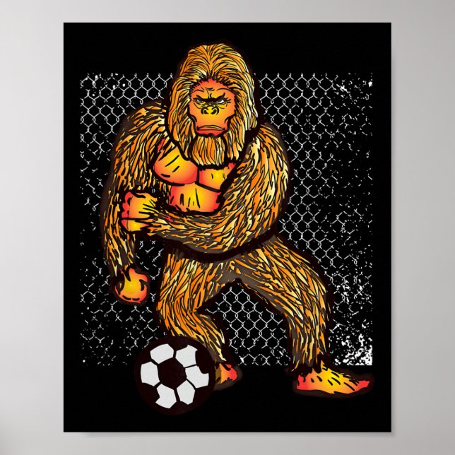 Affiche Bigfoot Jouant au Football Pour les Joueurs de Foo (Devant)