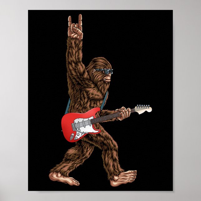 Affiche Bigfoot Jouant Un Rock De Guitare Électrique Sur S (Devant)
