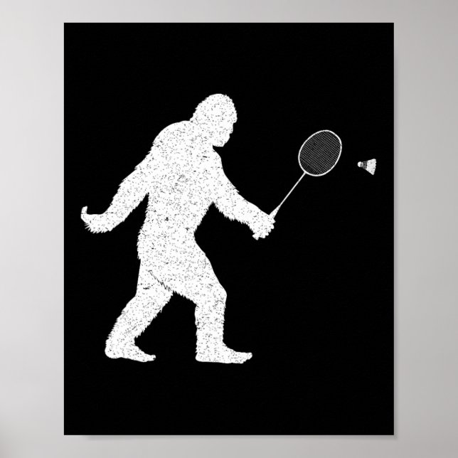 Affiche Bigfoot Jouer Volant de badminton drôle Badminton (Devant)
