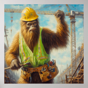 Affiche Bigfoot le travailleur du bâtiment