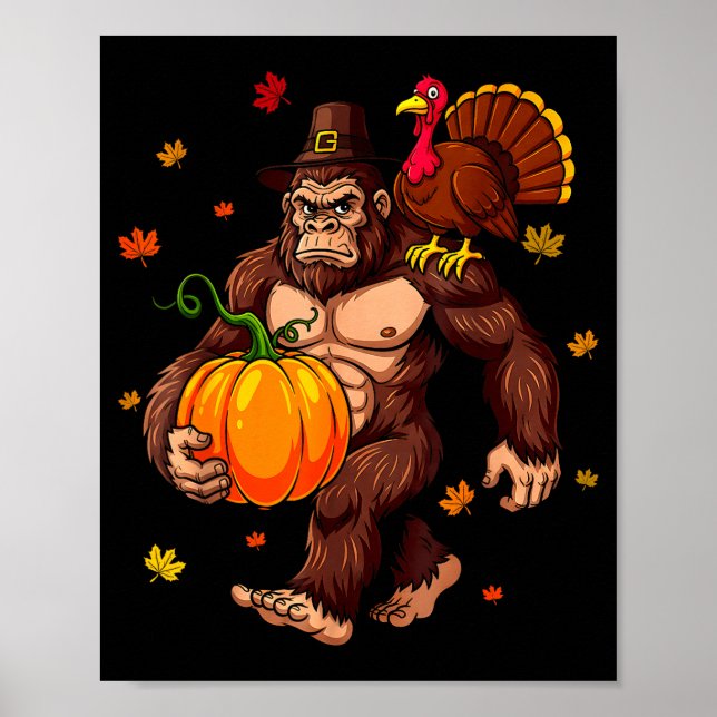 Affiche Bigfoot Lgrim Turkey Pumpkin Thanksgiving Day Boys (Devant)