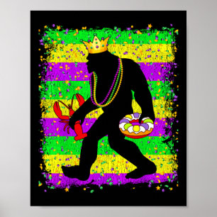Affiche Bigfoot Mardi Gras Sasquatch Drôle Hommes Enfants 