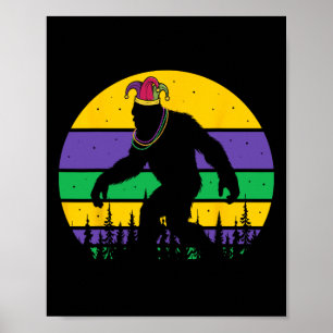 Affiche Bigfoot Mardi Gras Sasquatch Drôle Hommes Enfants 