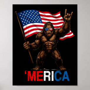 Affiche Bigfoot merica rock drapeau américain patriotique