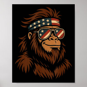 Affiche Bigfoot patriotique USA foulard lunettes de soleil