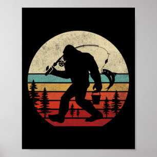 Affiche Bigfoot Pêche drôle Rétro Sasquatch Papa Hommes En