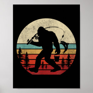 Affiche Bigfoot Pêche drôle Rétro Sasquatch Papa Hommes En