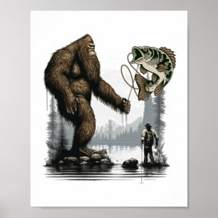 Affiche Bigfoot pêche drôle Sasquatch Fish 1