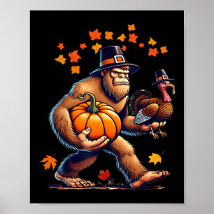 Affiche Bigfoot Pèlerin Chapeau Jour de la dinde de Thanks