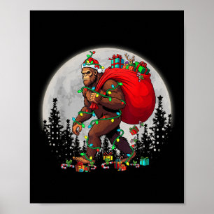 Affiche Bigfoot Père Noël Feux d'arbre de Noël Funky Noël