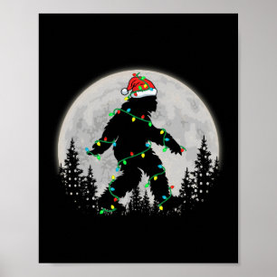 Affiche Bigfoot Père Noël Feux d'arbre de Noël Funky Noël 